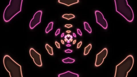 Neon heart shapes in a spiral pattern with dark background Stock Footage 338342639