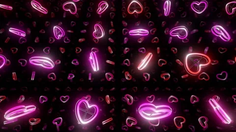 Neon Heart Space C2 red Stock Footage 262655976