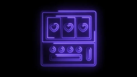 Neon heart symbols align on a digital slot machine animation Stock Footage 330771276
