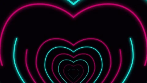 Neon heart tunnel motion graphics loop Stock Footage 345729778