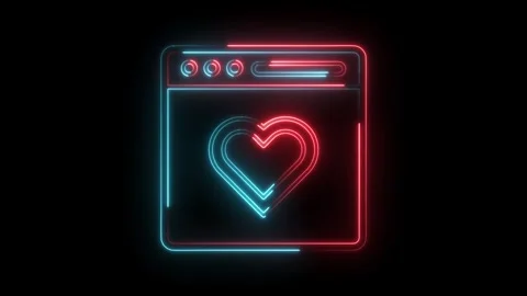 Neon heart website interface animation glowing with love and affection for Stock Footage 322989560