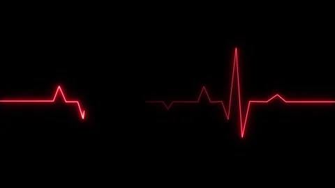 Neon heartbeat and pulse rate on black background. Heart bit signal animate.. Stock Footage 304190071