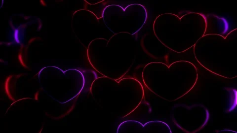 Neon Hearts Background Stock Footage 100536287
