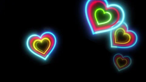Neon Hearts Seamless Looping Video Background for Romantic Events Stock Footage 260706500