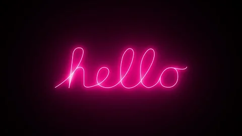 Neon hello text reveal animation glowing Stock Footage 330542035