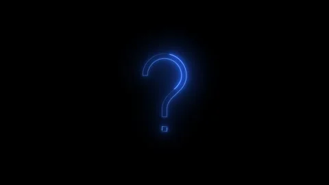 Neon help question mark icon blue glowing black background animation Vidéo 279367001