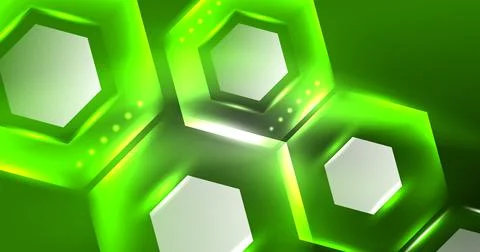 Neon hexagon background. Hi-tech design for wallpaper, banner, background Stock Illustration
