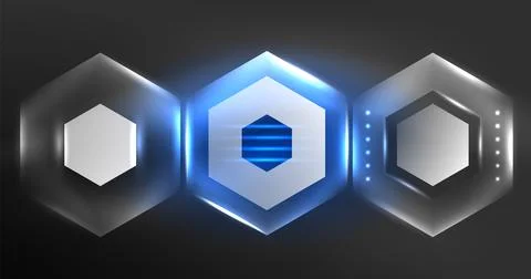 Neon hexagon background. Hi-tech design for wallpaper, banner, background Ilustración de archivo
