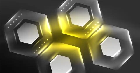 Neon hexagon background. Hi-tech design for wallpaper, banner, background Stock Illustration