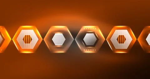 Neon hexagon background. Hi-tech design for wallpaper, banner, background Illustrazione stock