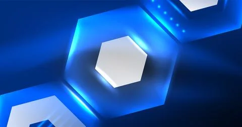 Neon hexagon background. Hi-tech design for wallpaper, banner, background Ilustración de archivo