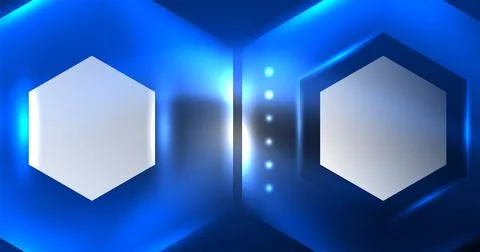 Neon hexagon background. Hi-tech design for wallpaper, banner, background Ilustración de archivo