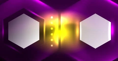 Neon hexagon background. Hi-tech design for wallpaper, banner, background Ilustración de archivo