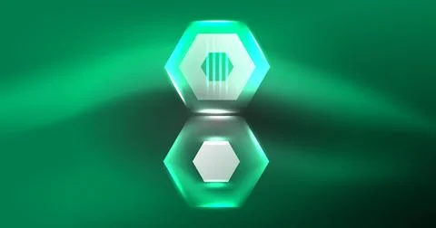 Neon hexagon background. Hi-tech design for wallpaper, banner, background Ilustración de archivo