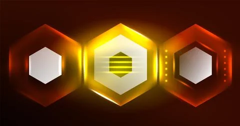 Neon hexagon background. Hi-tech design for wallpaper, banner, background Ilustración de archivo