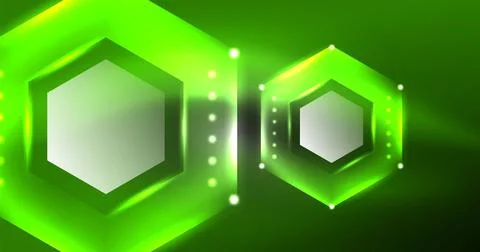 Neon hexagon background. Hi-tech design for wallpaper, banner, background Stock Illustration