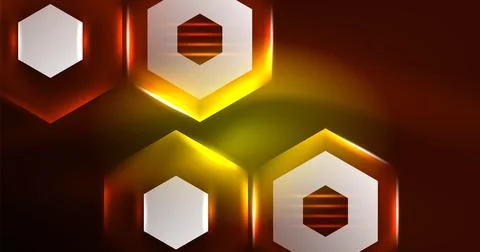 Neon hexagon background. Hi-tech design for wallpaper, banner, background 스톡 일러스트