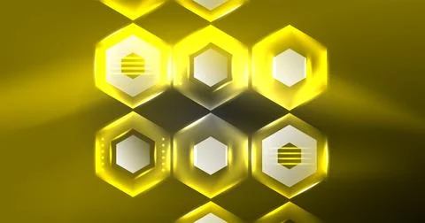 Neon hexagon background. Hi-tech design for wallpaper, banner, background Ilustración de archivo