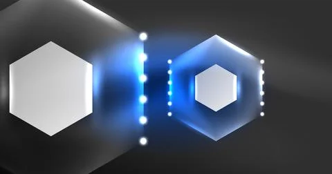 Neon hexagon background. Hi-tech design for wallpaper, banner, background Stock Illustration