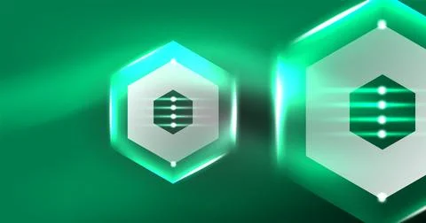 Neon hexagon background. Hi-tech design for wallpaper, banner, background 스톡 일러스트
