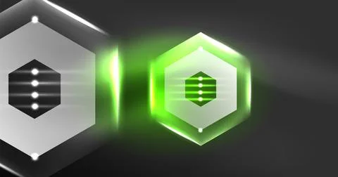 Neon hexagon background. Hi-tech design for wallpaper, banner, background Stock Illustration