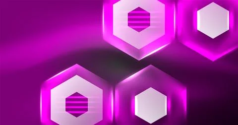 Neon hexagon background. Hi-tech design for wallpaper, banner, background Ilustración de archivo