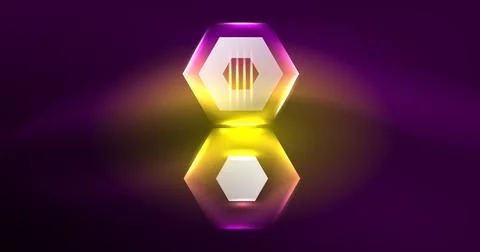 Neon hexagon background. Hi-tech design for wallpaper, banner, background Ilustración de archivo