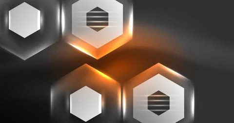 Neon hexagon background. Hi-tech design for wallpaper, banner, background Stock Illustration