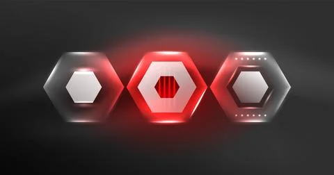 Neon hexagon background. Hi-tech design for wallpaper, banner, background Ilustración de archivo