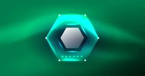 Neon hexagon background. Hi-tech design for wallpaper, banner, background Ilustración de archivo