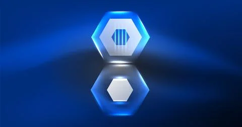 Neon hexagon background. Hi-tech design for wallpaper, banner, background Ilustración de archivo