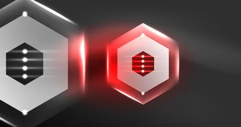 Neon hexagon background. Hi-tech design for wallpaper, banner, background Stock Illustration