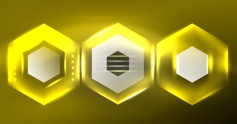 Neon hexagon background. Hi-tech design for wallpaper, banner, background Stock Illustration