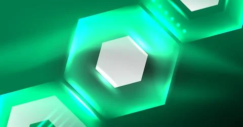 Neon hexagon background. Hi-tech design for wallpaper, banner, background Ilustración de archivo