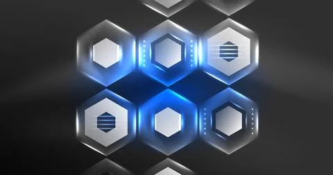 Neon hexagon background. Hi-tech design for wallpaper, banner, background Stock Illustration