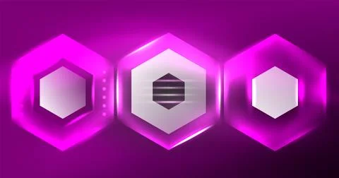 Neon hexagon background. Hi-tech design for wallpaper, banner, background Stock Illustration