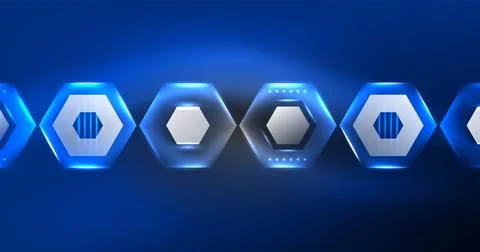 Neon hexagon background. Hi-tech design for wallpaper, banner, background Ilustración de archivo
