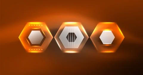 Neon hexagon background. Hi-tech design for wallpaper, banner, background Ilustración de archivo