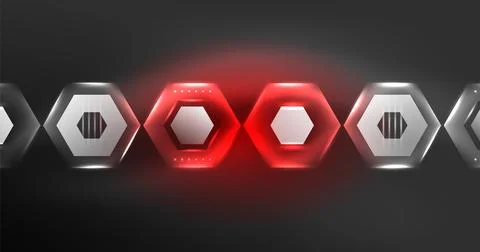 Neon hexagon background. Hi-tech design for wallpaper, banner, background Ilustración de archivo
