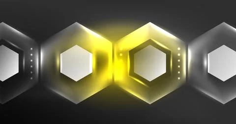 Neon hexagon background. Hi-tech design for wallpaper, banner, background 스톡 일러스트