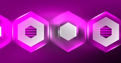Neon hexagon background. Hi-tech design for wallpaper, banner, background Illustrazione stock