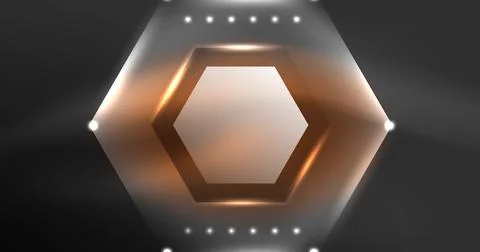 Neon hexagon background. Hi-tech design for wallpaper, banner, background Ilustración de archivo