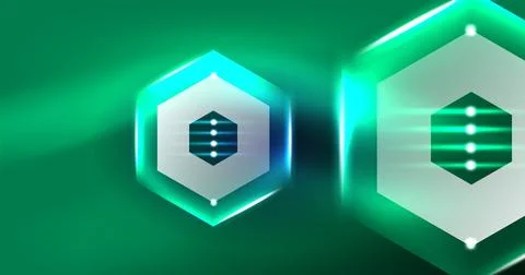 Neon hexagon background. Hi-tech design for wallpaper, banner, background Stock Illustration