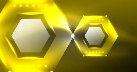 Neon hexagon background. Hi-tech design for wallpaper, banner, background 스톡 일러스트