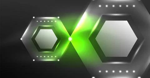 Neon hexagon background. Hi-tech design for wallpaper, banner, background Stock Illustration