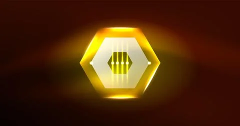 Neon hexagon background. Hi-tech design for wallpaper, banner, background Ilustración de archivo