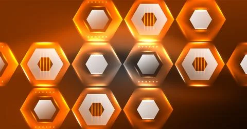 Neon hexagon background. Hi-tech design for wallpaper, banner, background Illustrazione stock
