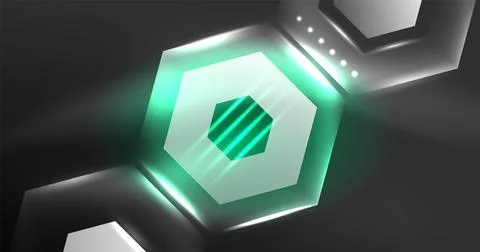 Neon hexagon background. Hi-tech design for wallpaper, banner, background Ilustración de archivo