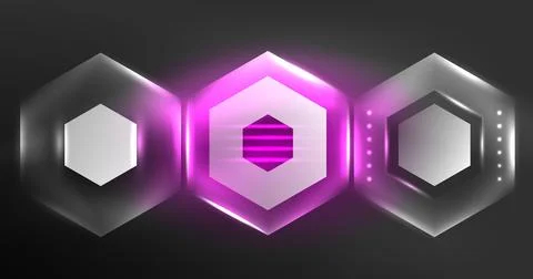 Neon hexagon background. Hi-tech design for wallpaper, banner, background Ilustración de archivo