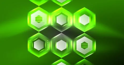 Neon hexagon background. Hi-tech design for wallpaper, banner, background イラスト素材